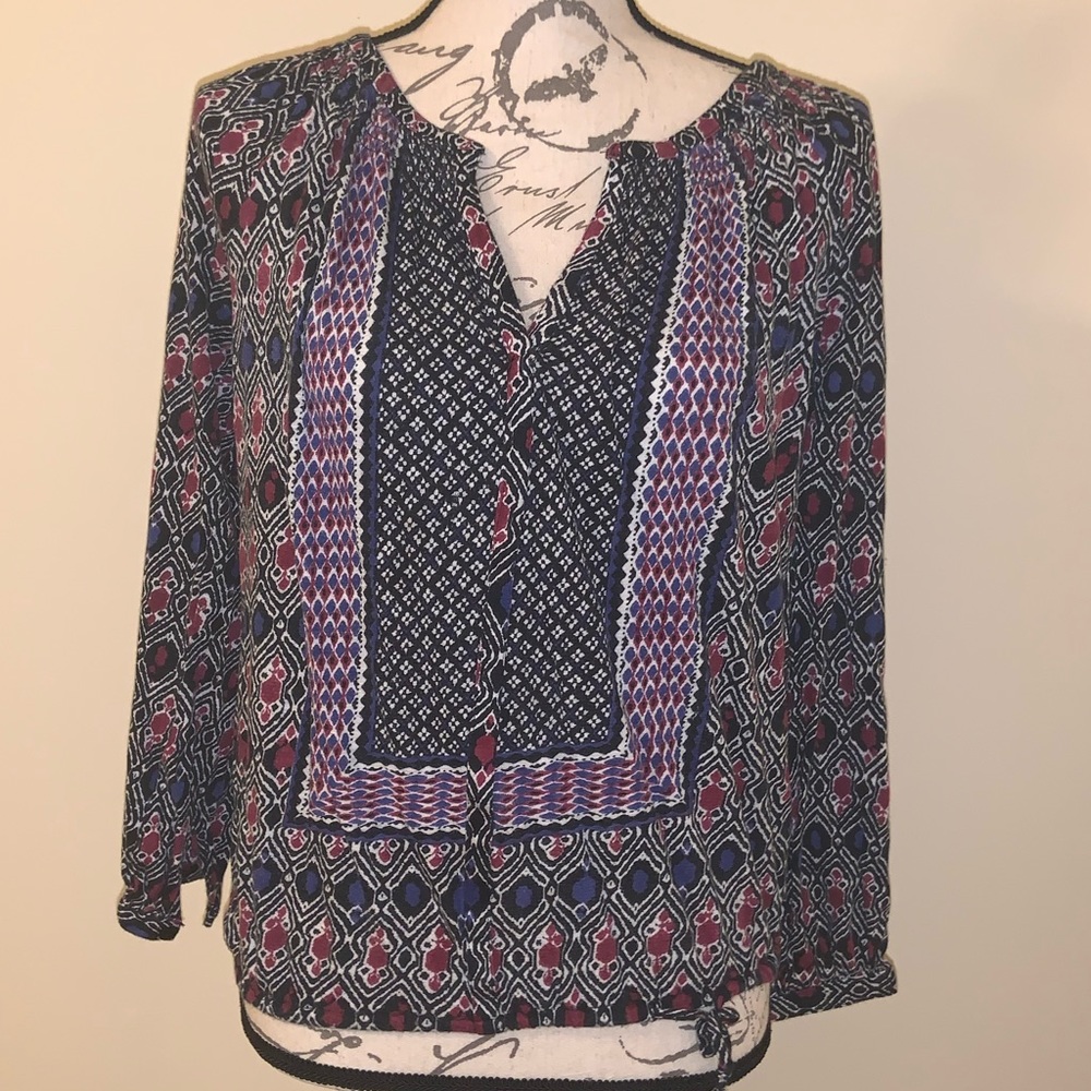 Lucky Brand purple black v neck blouse